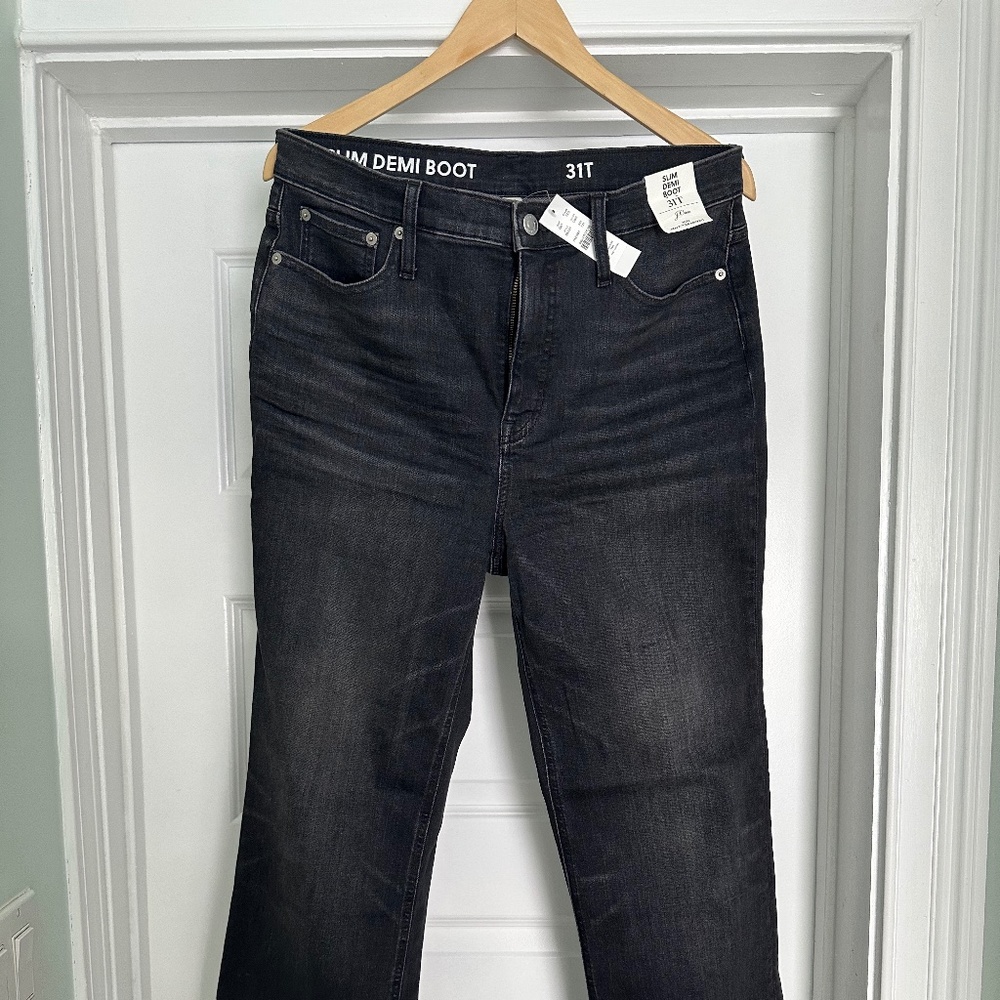 JCREW TALL HIGH-RISE SLIM DEMI-BOOT JEAN IN CHARCOAL WASH